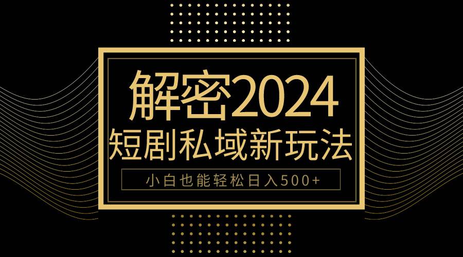 10分钟教会你2024玩转短剧私域变现，小白也能轻松日入500+-枫叶微课堂
