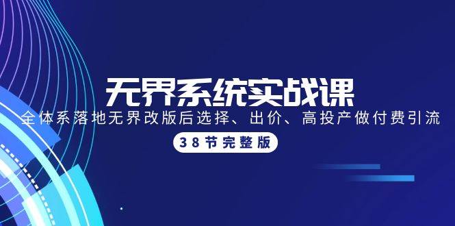 无界系统实战课：全体系落地无界改版后选择、出价、高投产做付费引流-38节-枫叶微课堂