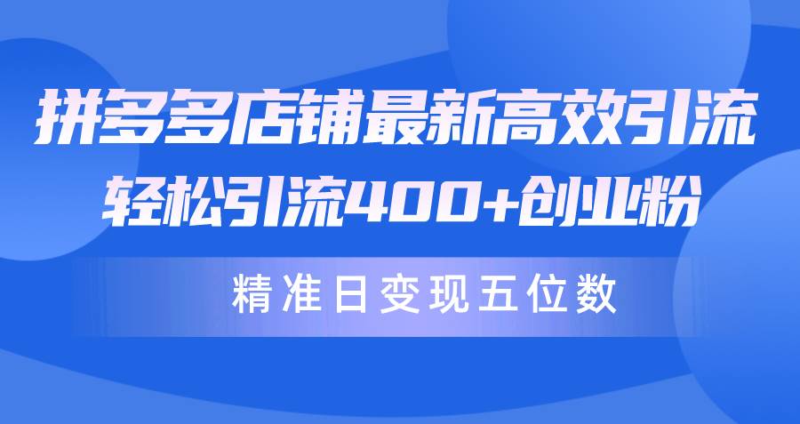 拼多多店铺最新高效引流术，轻松引流400+创业粉，精准日变现五位数！-枫叶微课堂