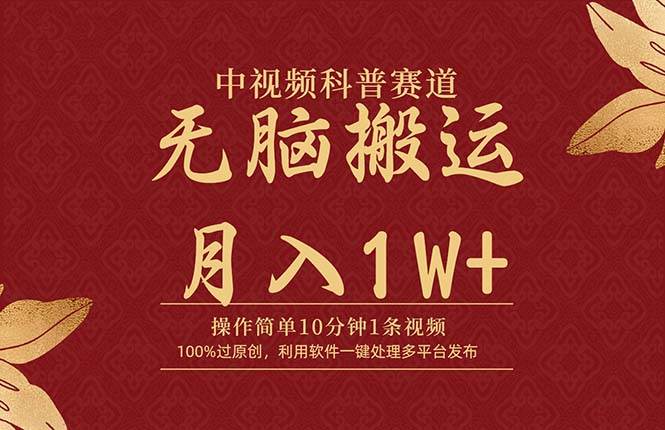 中视频科普赛道，10分钟1条视频，条条爆款，100%过原创，无脑搬运月入1W+-枫叶微课堂