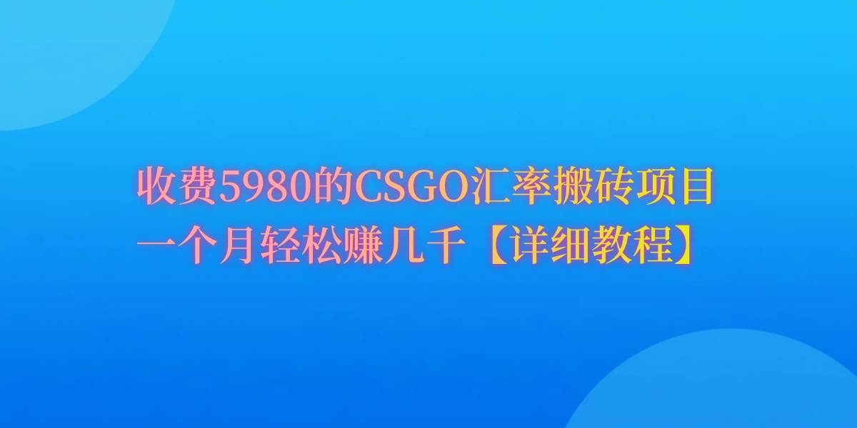 CSGO装备搬砖，月综合收益率高达60%，你也可以！-枫叶微课堂