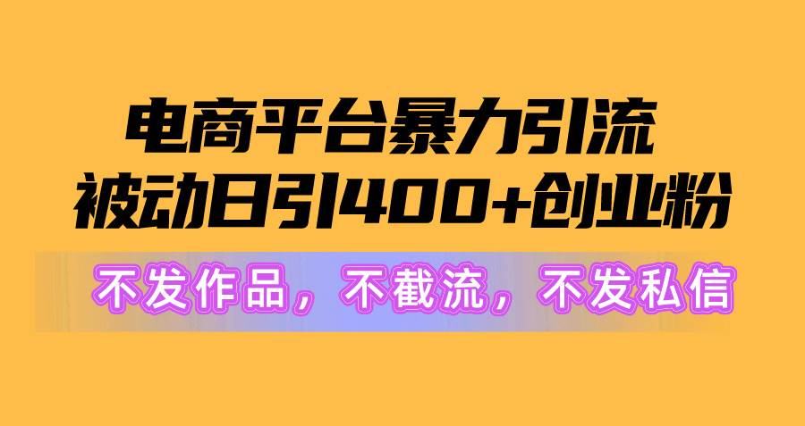 电商平台暴力引流,被动日引400+创业粉不发作品，不截流，不发私信-枫叶微课堂