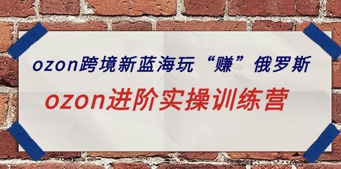 ozon跨境新蓝海玩“赚”俄罗斯，ozon进阶实操训练营-枫叶微课堂