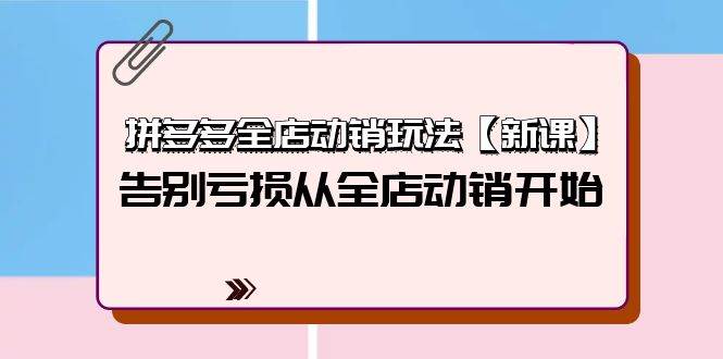 拼多多全店动销玩法【新课】，告别亏损从全店动销开始（4节视频课）-枫叶微课堂