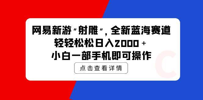 网易新游 射雕 全新蓝海赛道，轻松日入2000＋小白一部手机即可操作-枫叶微课堂