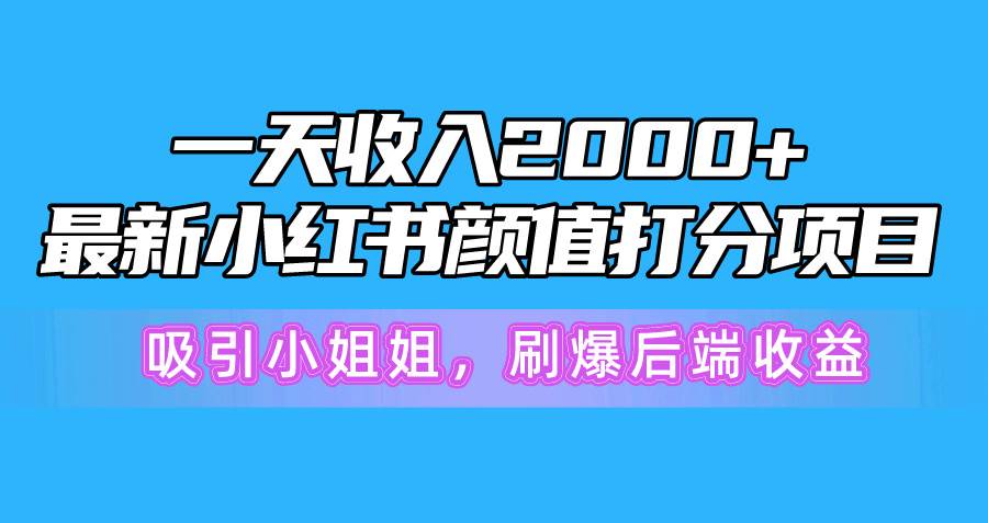 一天收入2000+，最新小红书颜值打分项目，吸引小姐姐，刷爆后端收益-枫叶微课堂