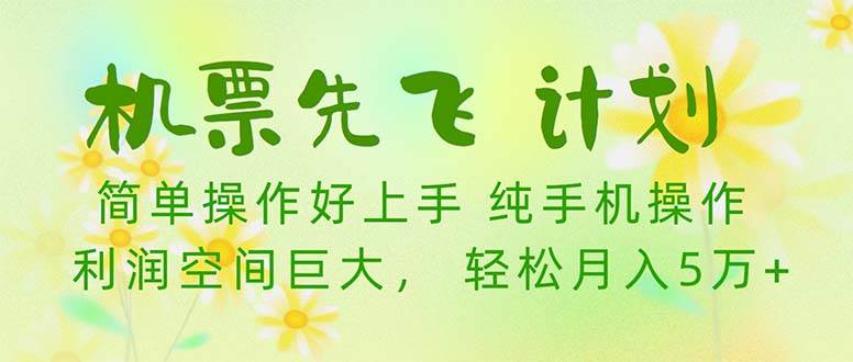 机票 先飞计划！用里程积分 兑换机票售卖赚差价 纯手机操作 小白月入5万+-枫叶微课堂