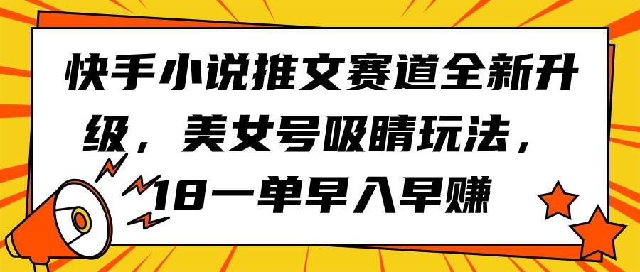 快手小说推文赛道全新升级，美女号吸睛玩法，18一单早入早赚-枫叶微课堂