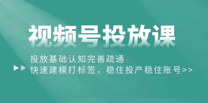视频号投放课：投放基础认知完善疏通，快速建模打标签，稳住投产稳住账号-枫叶微课堂