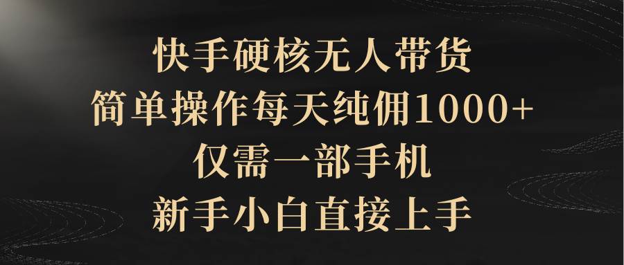 快手硬核无人带货，简单操作每天纯佣1000+,仅需一部手机，新手小白直接上手-枫叶微课堂