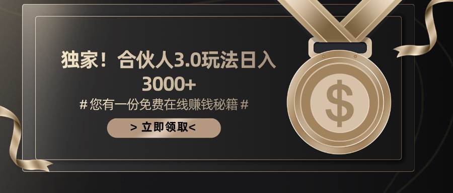 游戏合伙人3.0，日入3000+，无限扩大的蓝海项目-枫叶微课堂