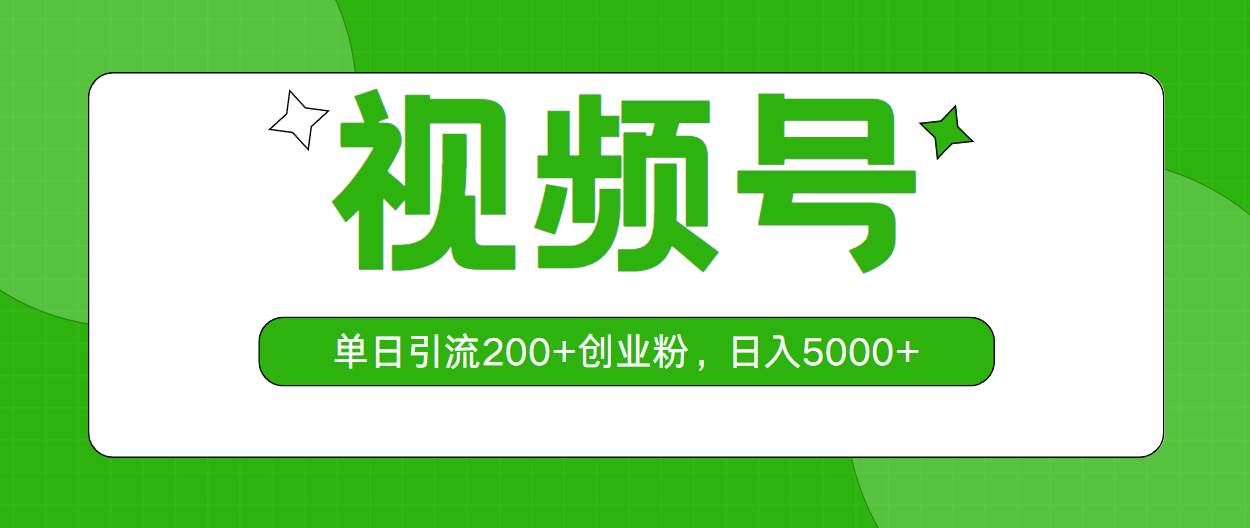 视频号，单日引流200+创业粉，日入5000+-枫叶微课堂