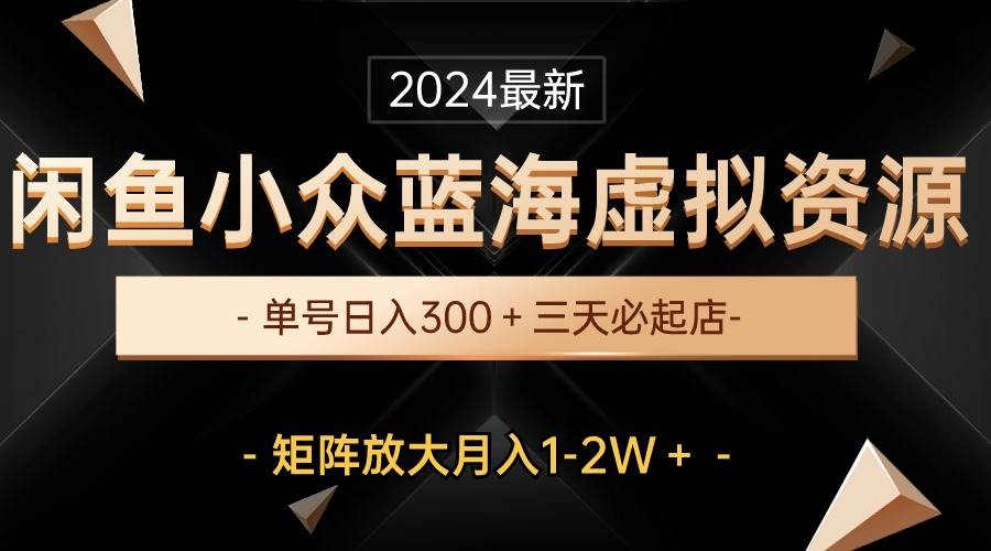 最新闲鱼小众蓝海虚拟资源，单号日入300＋，三天必起店，矩阵放大月入1-2W-枫叶微课堂