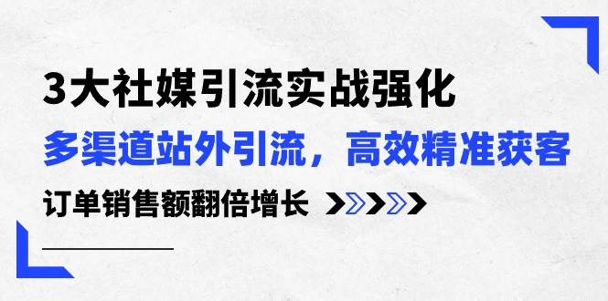 3大社媒引流实操强化，多渠道站外引流/高效精准获客/订单销售额翻倍增长-枫叶微课堂