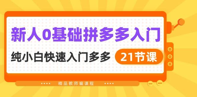 新人0基础拼多多入门，纯小白快速入门多多（21节课）-枫叶微课堂