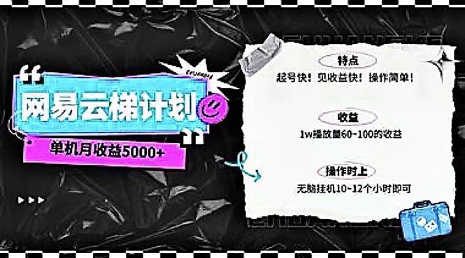 2024网易云云梯计划 单机日300+ 无脑月入5000+-枫叶微课堂
