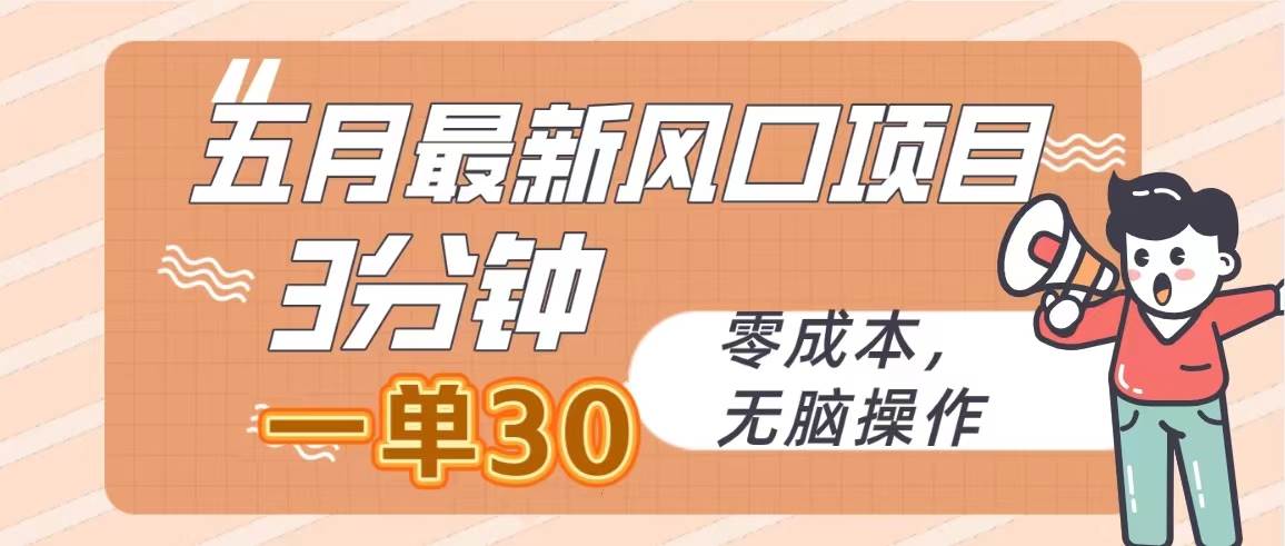 五月最新风口项目，3分钟一单30，零成本，无脑操作-枫叶微课堂