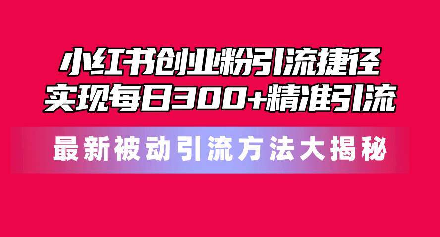小红书创业粉引流捷径！最新被动引流方法大揭秘，实现每日300+精准引流-枫叶微课堂