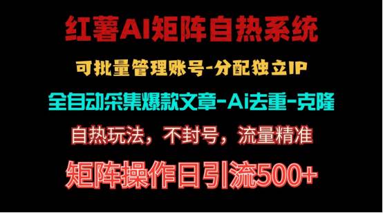 红薯矩阵自热系统，独家不死号引流玩法！矩阵操作日引流500+-枫叶微课堂