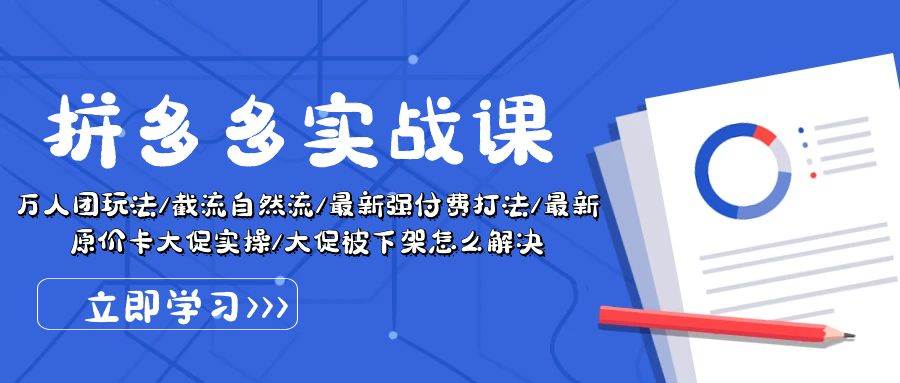 拼多多·实战课：万人团玩法/截流自然流/最新强付费打法/最新原价卡大促..-枫叶微课堂