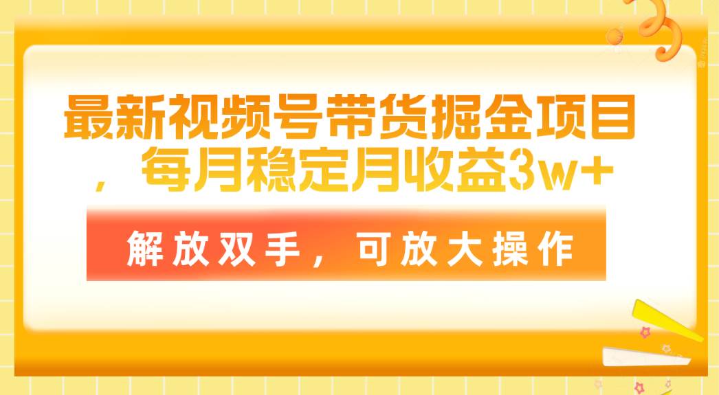 最新视频号带货掘金项目，每月稳定月收益3w+，解放双手，可放大操作-枫叶微课堂