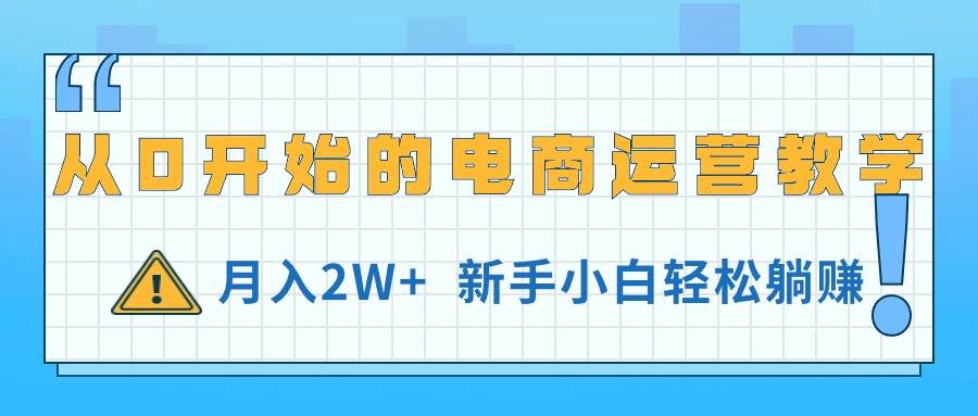 从0开始的电商运营教学，月入2W+，新手小白轻松躺赚-枫叶微课堂