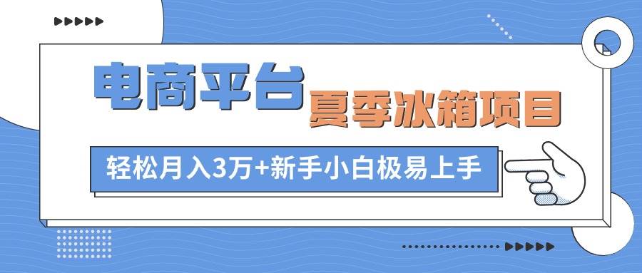 电商平台夏季冰箱项目，轻松月入3万+，新手小白极易上手-枫叶微课堂