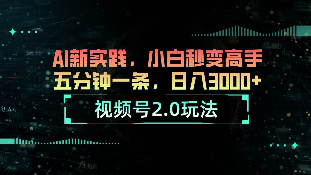 视频号2.0玩法 AI新实践，小白秒变高手五分钟一条，日入3000+-枫叶微课堂