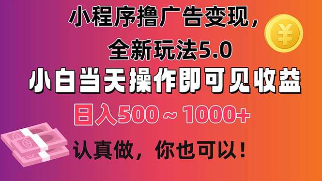 小程序撸广告变现，全新玩法5.0，小白当天操作即可上手，日收益 500~1000+-枫叶微课堂