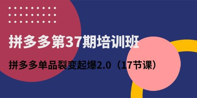 拼多多第37期培训班：拼多多单品裂变起爆2.0（17节课）-枫叶微课堂