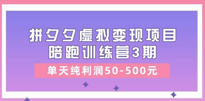 某收费培训《拼夕夕虚拟变现项目陪跑训练营3期》单天纯利润50-500元-枫叶微课堂