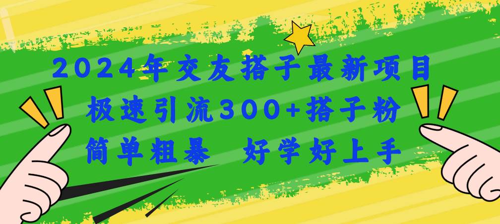 2024年交友搭子最新项目，极速引流300+搭子粉，简单粗暴，好学好上手-枫叶微课堂