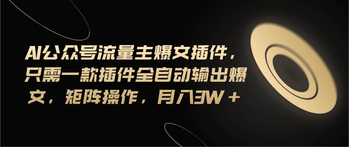 Ai公众号流量主爆文插件，只需一款插件全自动输出爆文，矩阵操作，月入3w+-枫叶微课堂