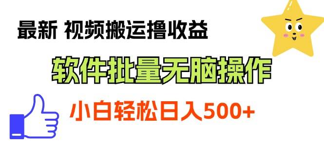 最新视频搬运撸收益，软件无脑批量操作，新手小白轻松上手-枫叶微课堂