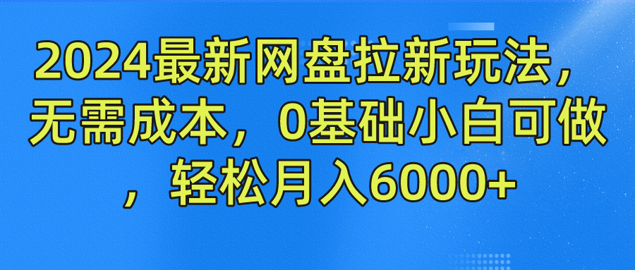 2024最新网盘拉新玩法，无需成本，0基础小白可做，轻松月入6000+-枫叶微课堂