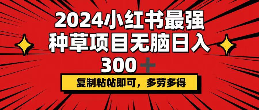 2024小红书最强种草项目，无脑日入300+，复制粘帖即可，多劳多得-枫叶微课堂