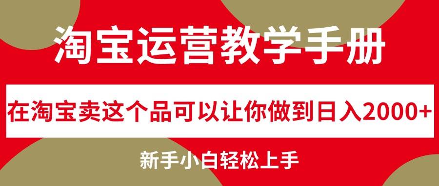 淘宝运营教学手册，在淘宝卖这个品可以让你做到日入2000+，新手小白轻…-枫叶微课堂