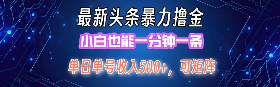 最新暴力头条掘金日入500+，矩阵操作日入2000+ ，小白也能轻松上手！-枫叶微课堂