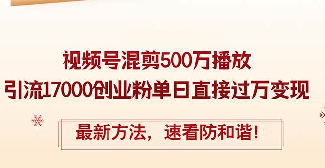 精华帖视频号混剪500万播放引流17000创业粉，单日直接过万变现，最新方…-枫叶微课堂