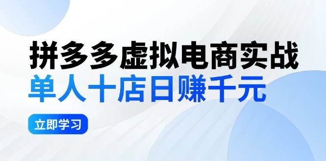 拼夕夕虚拟电商实战：单人10店日赚千元，深耕老项目，稳定盈利不求风口-枫叶微课堂