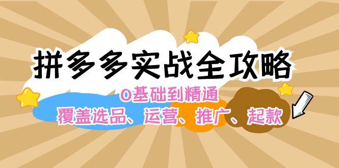 拼多多实战全攻略：0基础到精通，覆盖选品、运营、推广、起款-枫叶微课堂