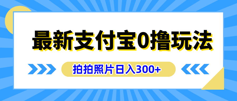 最新支付宝0撸玩法，拍照轻松赚收益，日入300+有手机就能做-枫叶微课堂