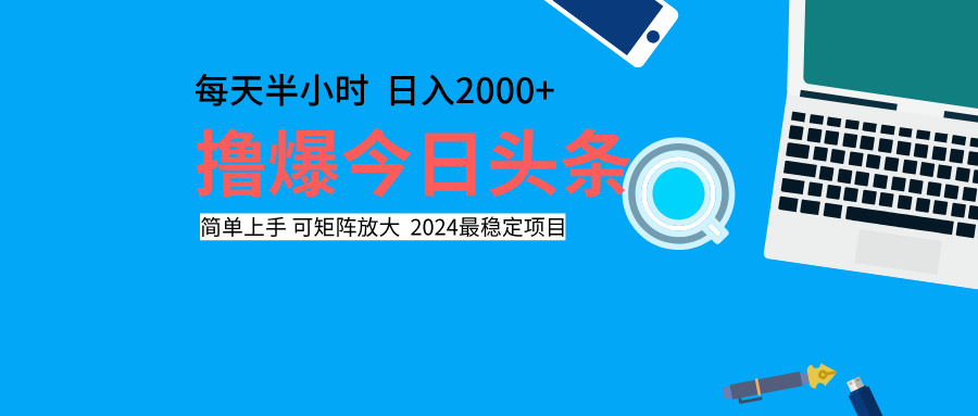 撸爆今日头条，每天半小时，简单上手，日入2000+-枫叶微课堂