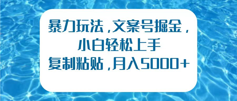 暴力玩法，文案号掘金，小白轻松上手，复制粘贴，月入5000+-枫叶微课堂