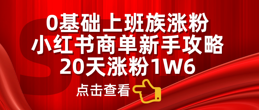 0基础上班族涨粉，小红书商单新手攻略，20天涨粉1.6w-枫叶微课堂