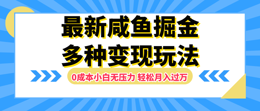 最新咸鱼掘金玩法，更新玩法，0成本小白无压力，多种变现轻松月入过万-枫叶微课堂
