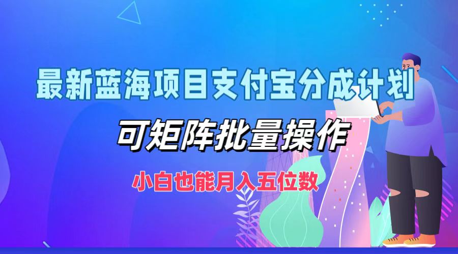 最新蓝海项目支付宝分成计划，小白也能月入五位数，可矩阵批量操作-枫叶微课堂