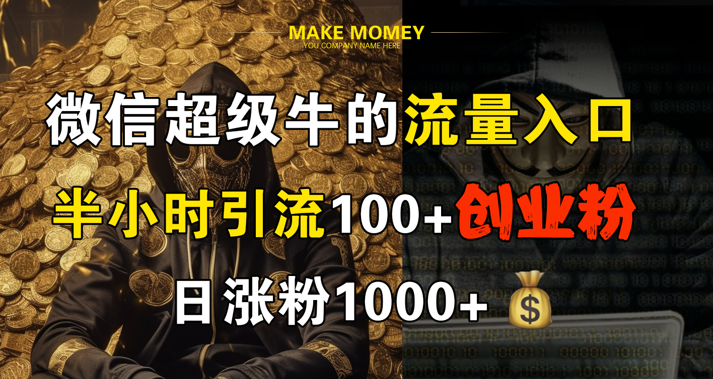 微信超级牛的流量入口，半小时引流100+创业粉，日涨粉1000+-枫叶微课堂