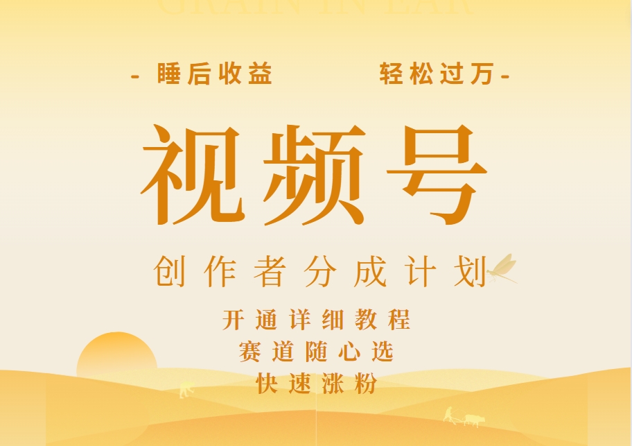 详解视频号创作者分成计划，暴力起号，可同步多平台，实现睡后收入2W+，看懂即可操作！-枫叶微课堂