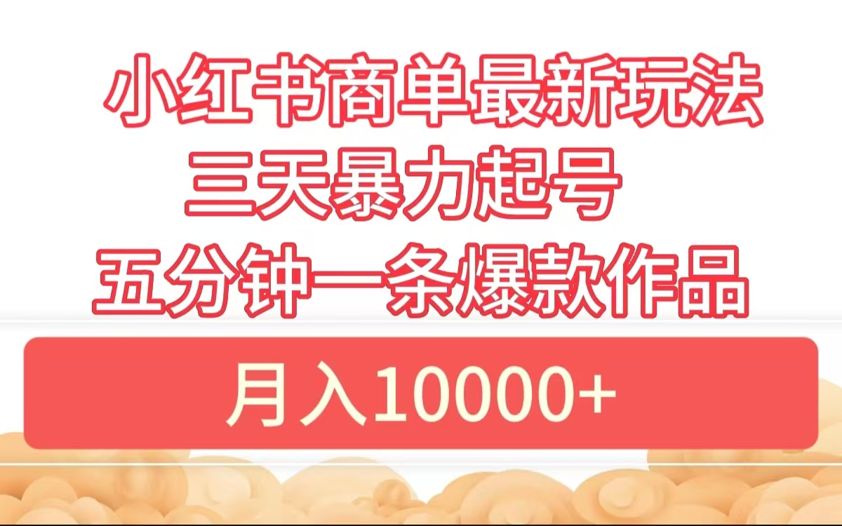 小红书商单最新玩法 3天暴力起号 5分钟一条爆款作品 月入10000+-枫叶微课堂